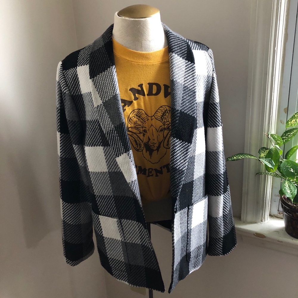 Vintage Black And While Large Pattern Checkered B… - image 2